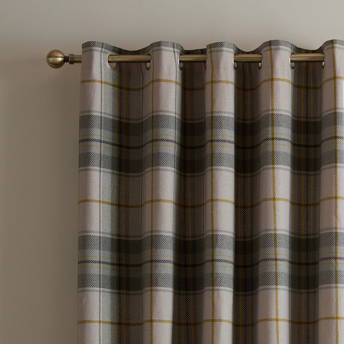 Catherine Lansfield Glencoe Check Thermal Blackout Eyelet Curtains in Green