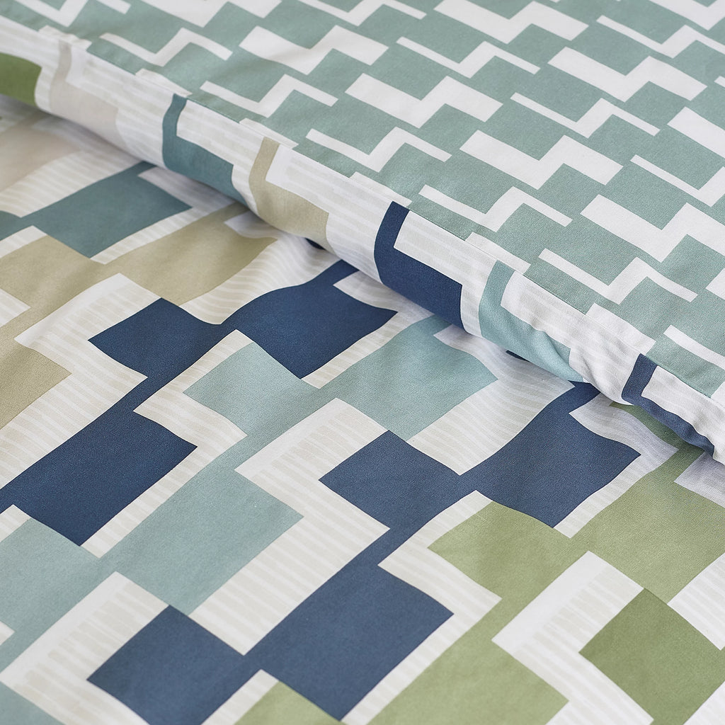 Catherine Lansfield Bryson Geo Reversible Duvet Cover Set Blue