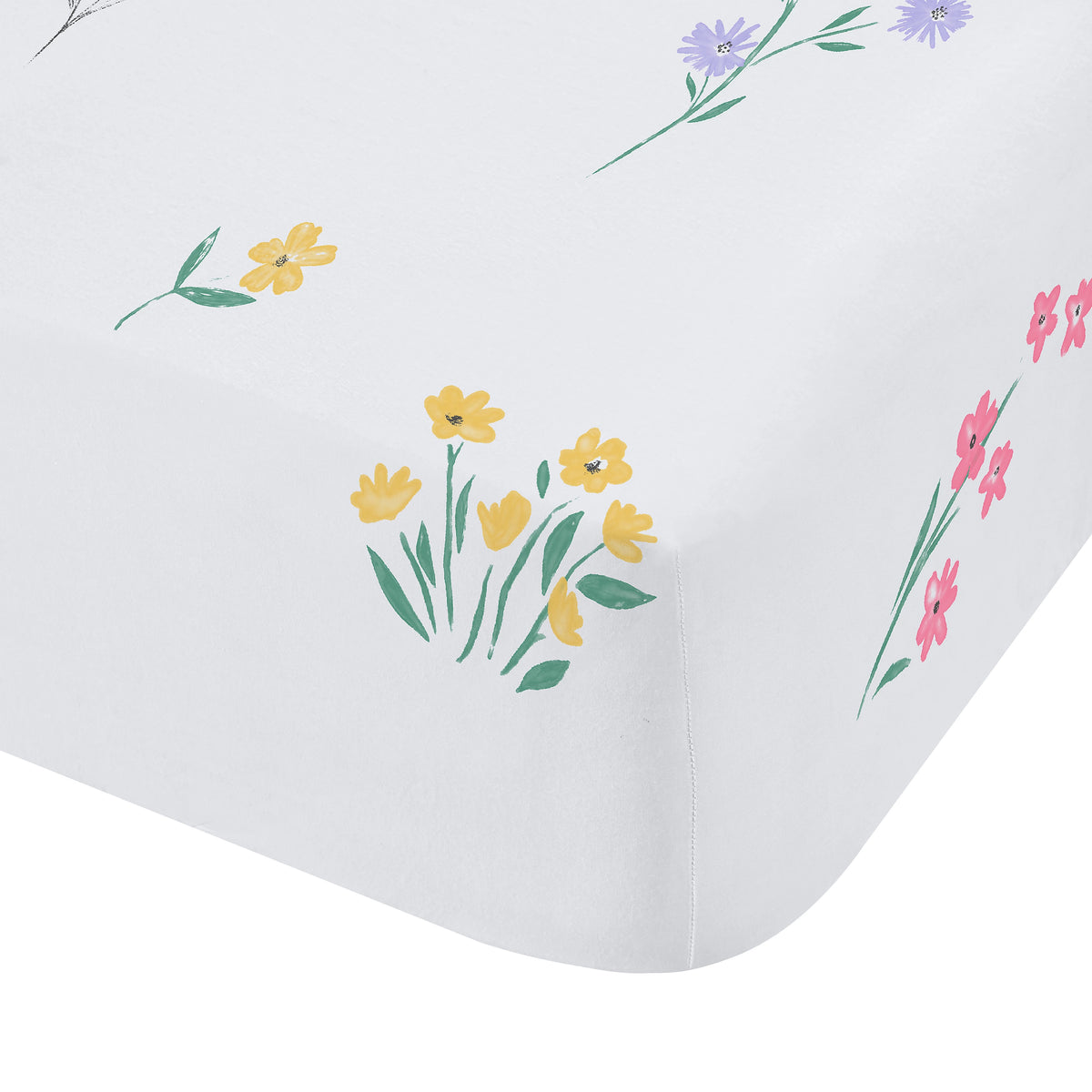 Catherine Lansfield Bunny Tails Ditsy Flowers Fitted Sheet in White