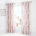 Catherine Lansfield Canterbury Floral Eyelet Curtains in Blush Pink 66 x 72 Inch