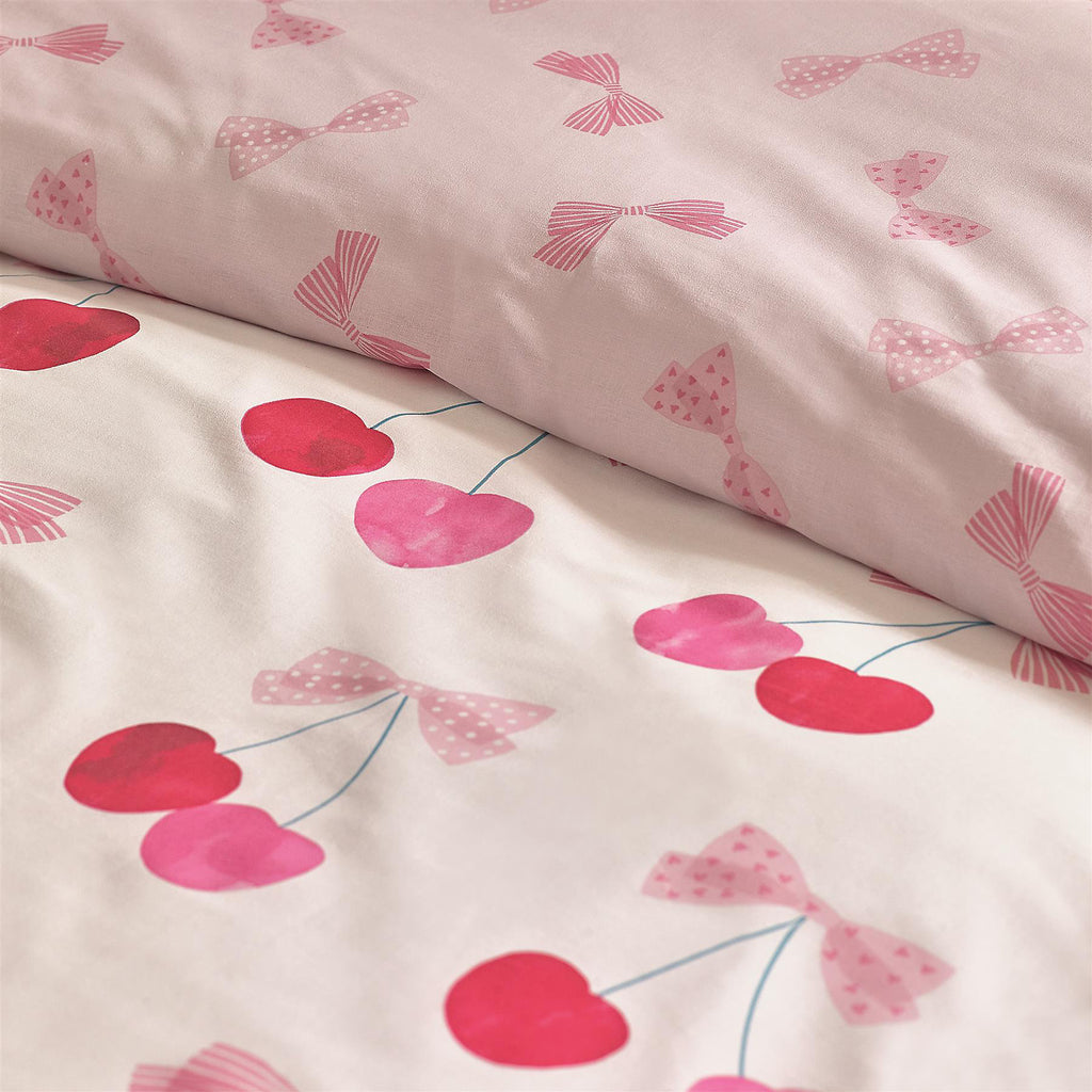 Catherine Lansfield Cherries and Bows Pink Duvet Cover Set