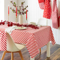 Catherine Lansfield Christmas Candy Cane Cotton Tablecloth in White / Red