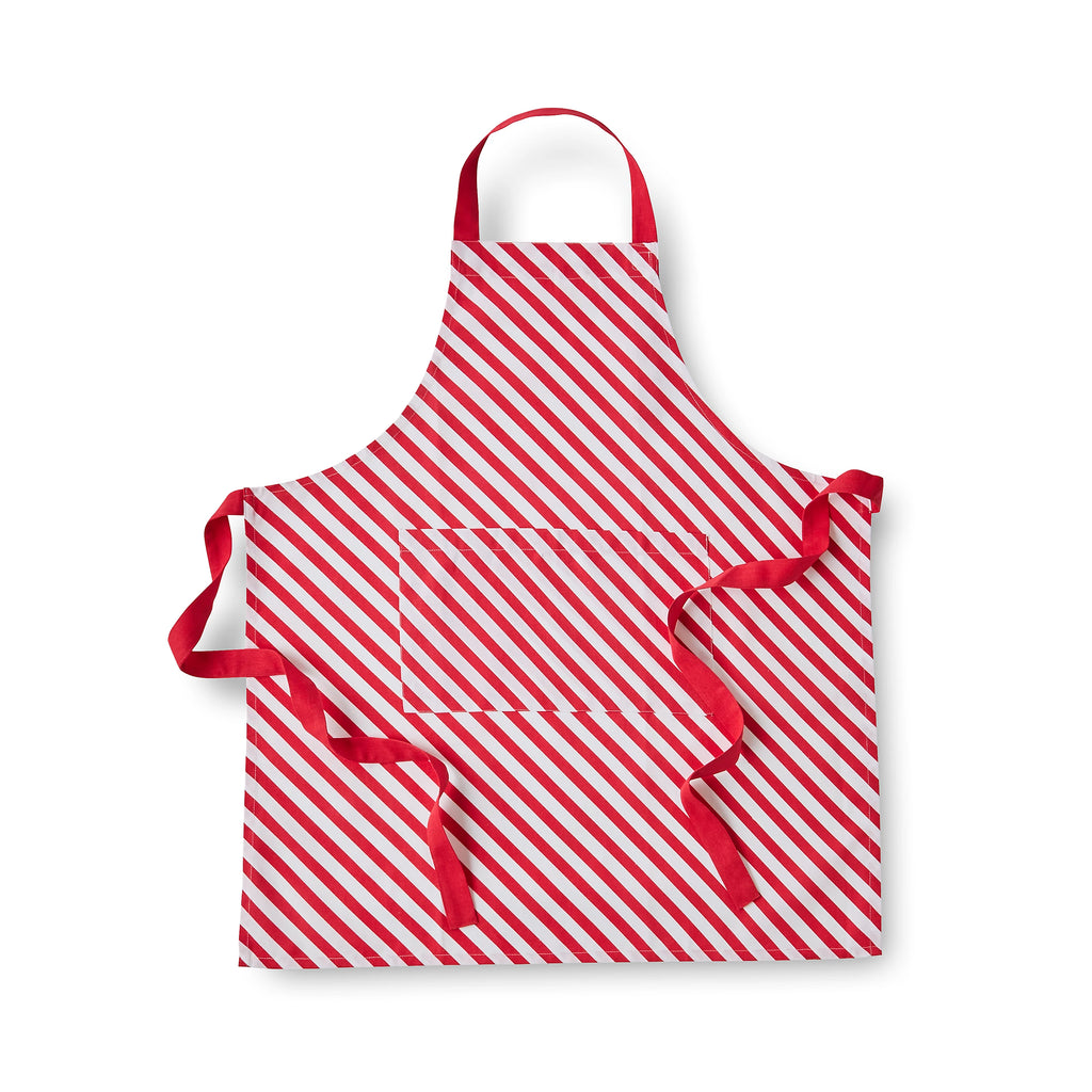 Catherine Lansfield Christmas Candy Cane Cotton Kitchen Apron in White / Red