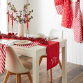 Catherine Lansfield Christmas Candy Cane Embroidered Cotton Table Runner in White / Red 33 x 220cm