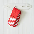 Catherine Lansfield Christmas Candy Cane Cotton Double Oven Glove in White / Red