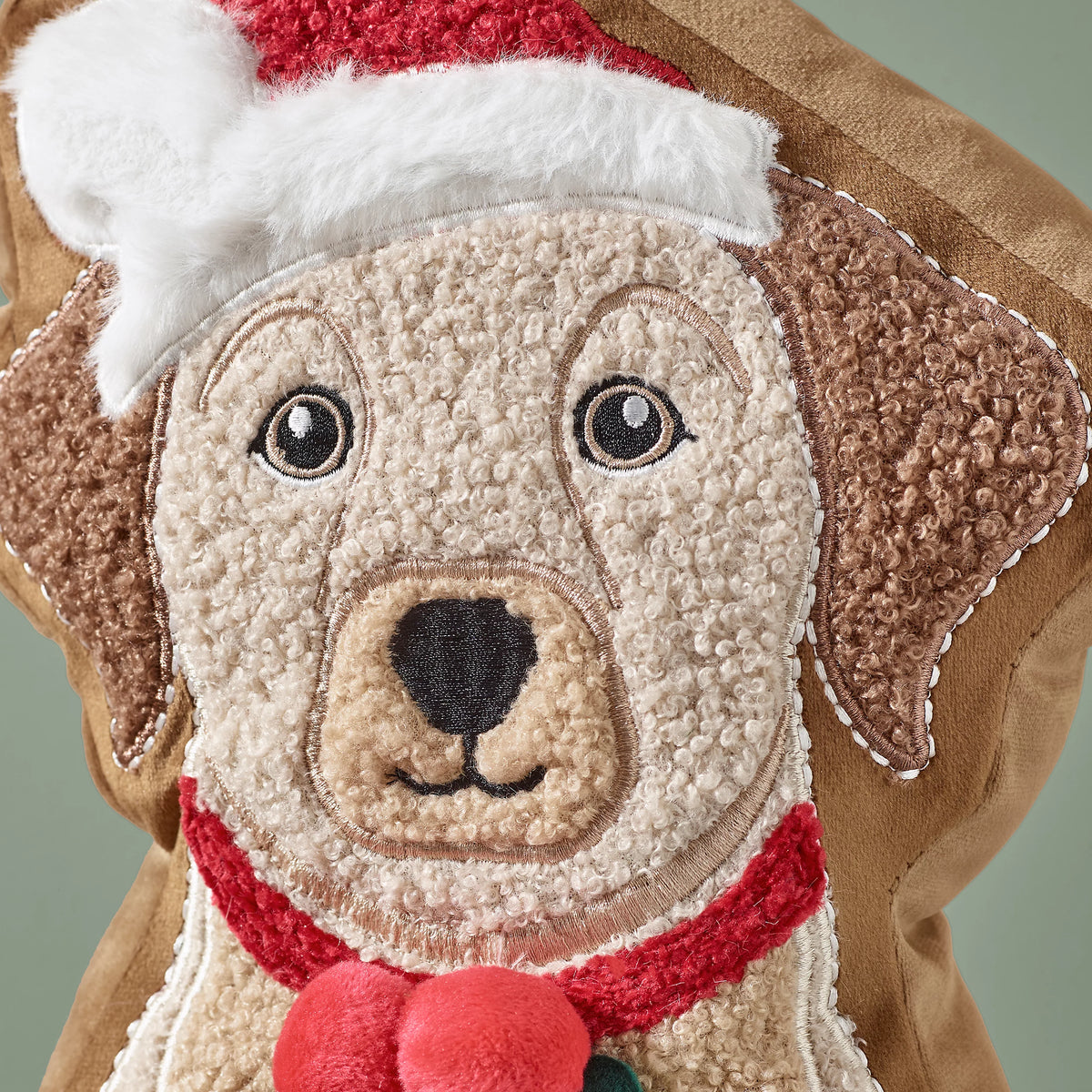 Catherine Lansfield Christmas Dog 3D Shaped Cushion Cream / Red