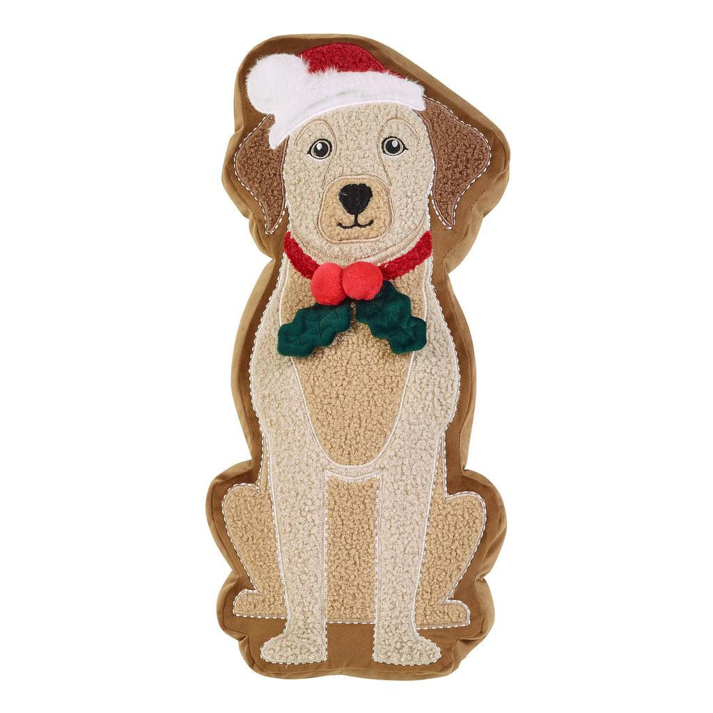 Catherine Lansfield Christmas Dog 3D Shaped Cushion Cream / Red