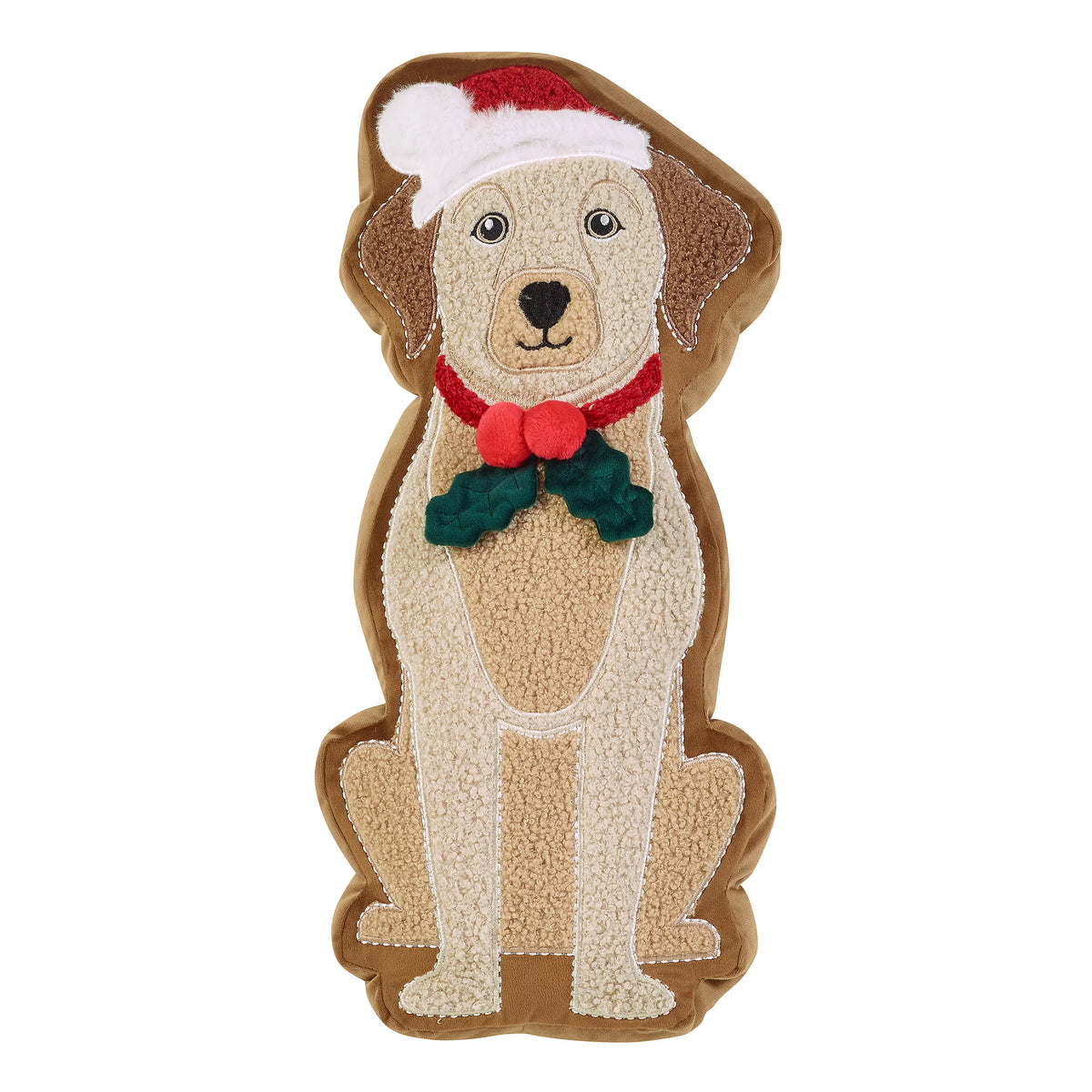 Catherine Lansfield Christmas Dog 3D Shaped Cushion Cream / Red