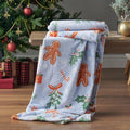 Catherine Lansfield Blue Christmas Gingerbread Soft and Cosy Fleece Throw