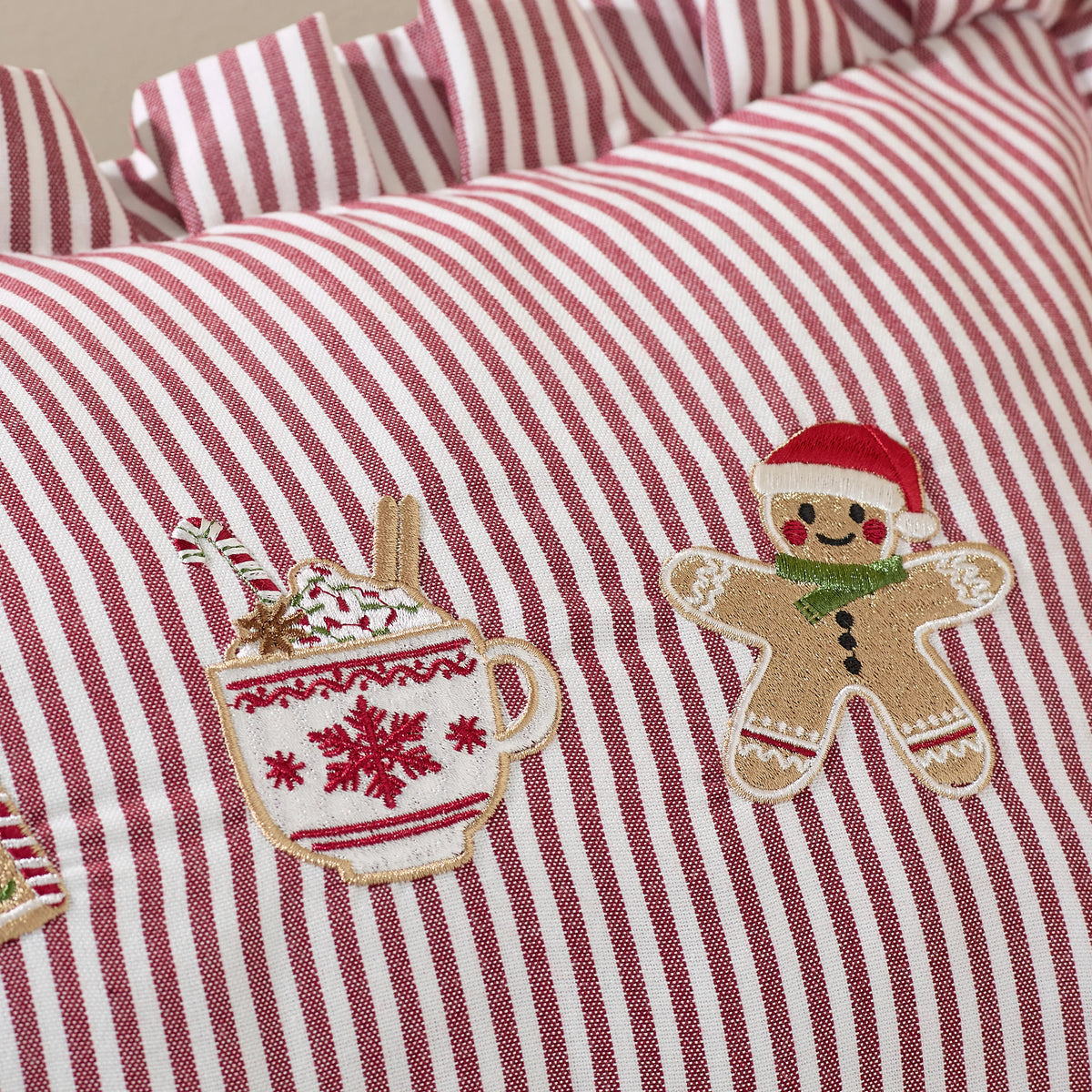Catherine Lansfield Christmas Gingerbread Stripe 30x50cm Cushion Natural