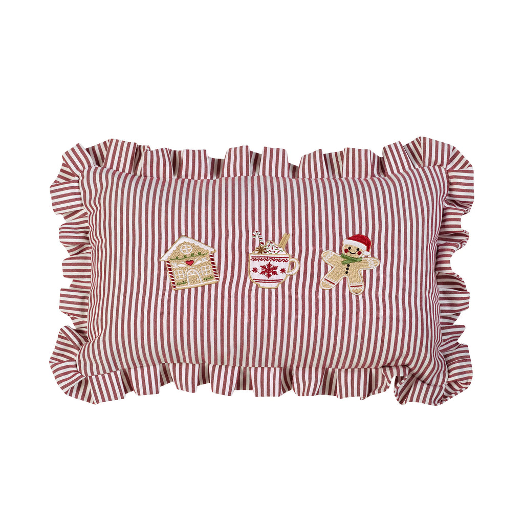 Catherine Lansfield Christmas Gingerbread Stripe 30x50cm Cushion Natural