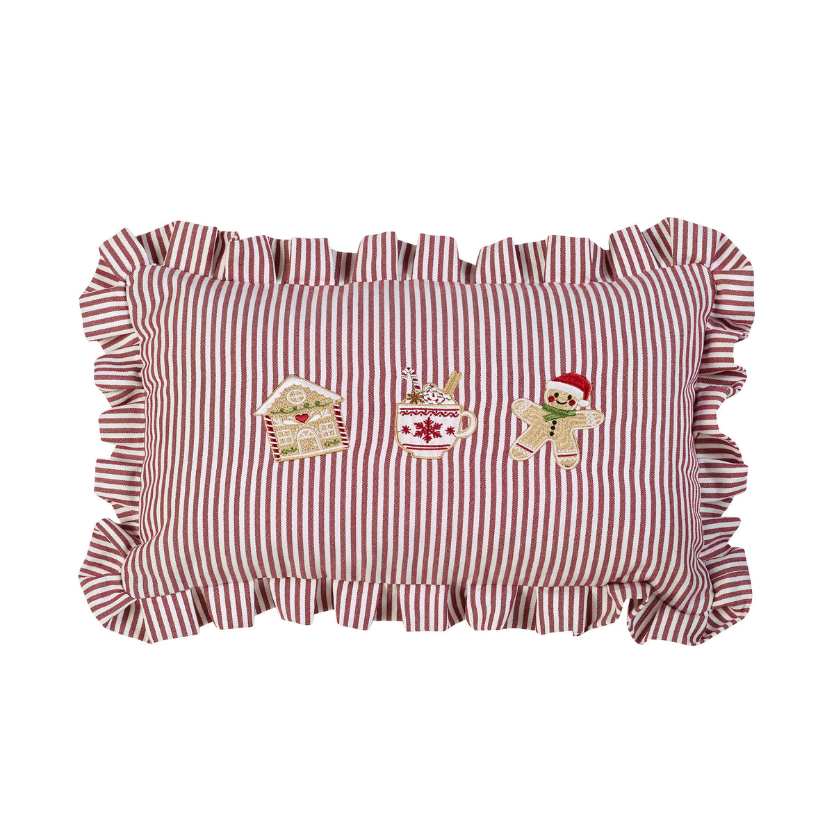 Catherine Lansfield Christmas Gingerbread Stripe 30x50cm Cushion Natural