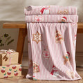 Catherine Lansfield Natural Christmas Gingerbread Stripe Fleece Blanket Throw
