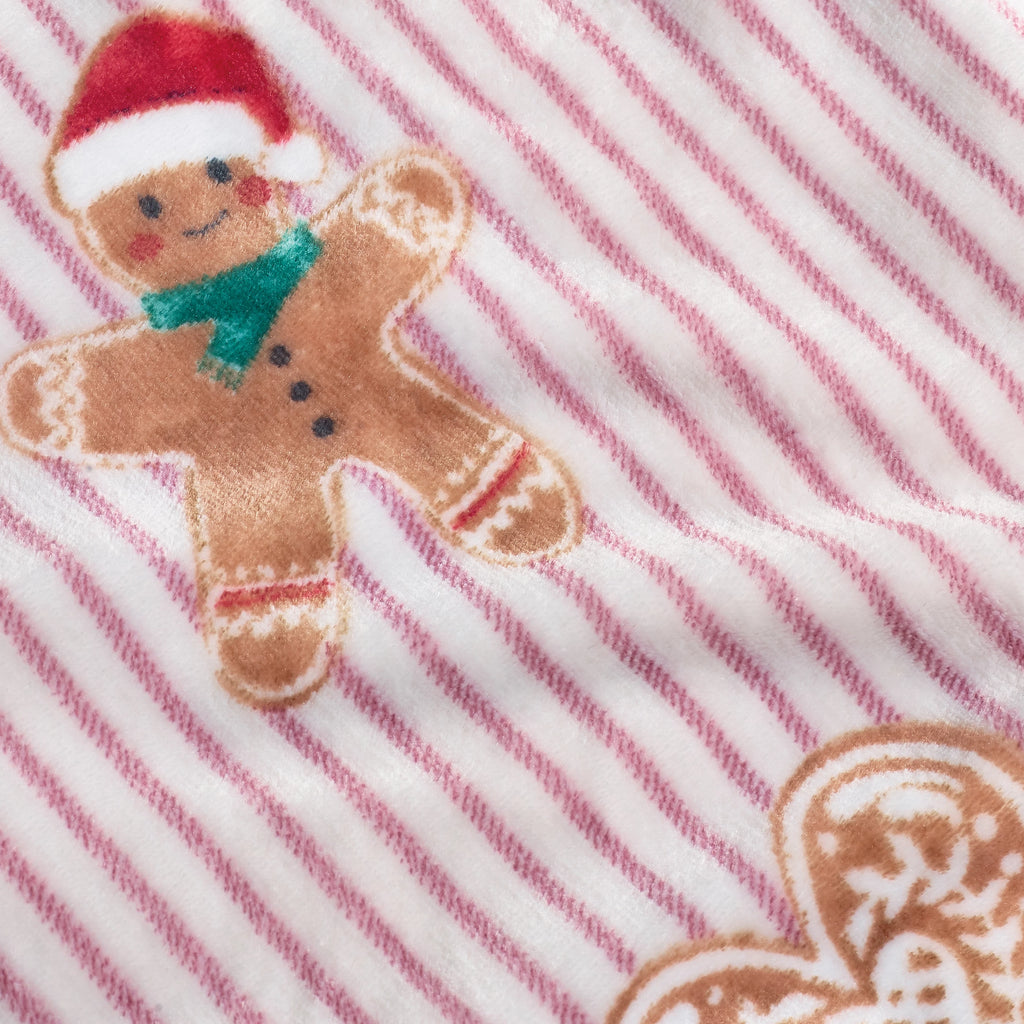 Catherine Lansfield Natural Christmas Gingerbread Stripe Fleece Blanket Throw