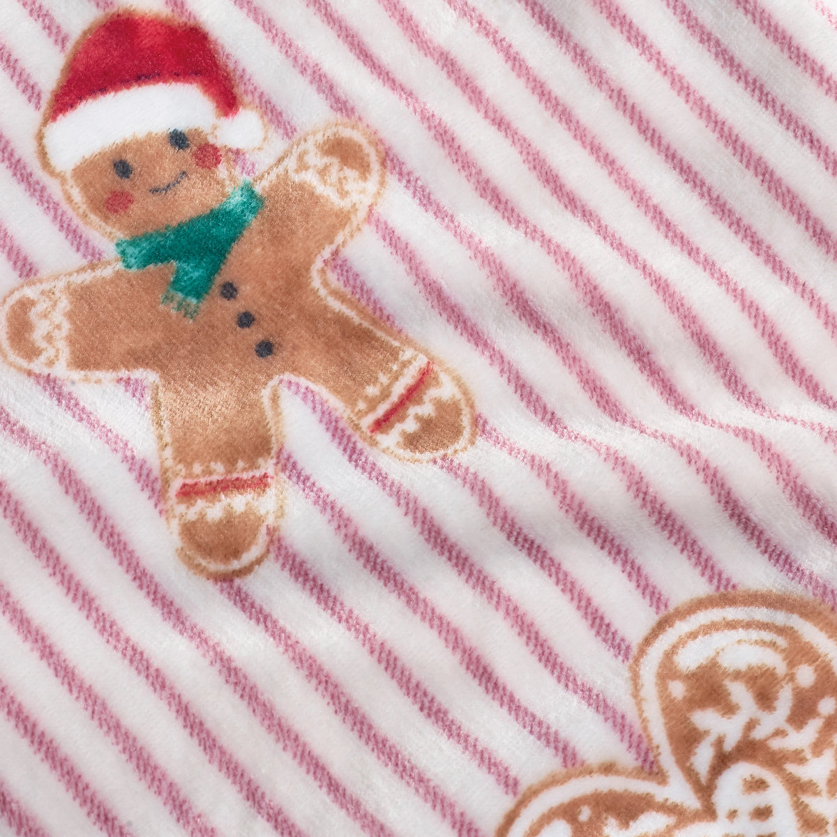 Catherine Lansfield Natural Christmas Gingerbread Stripe Fleece Blanket Throw