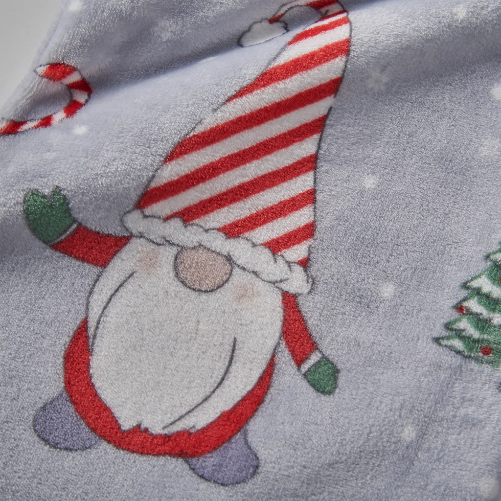 Catherine Lansfield Christmas Gnomes Grey Fleece Throw