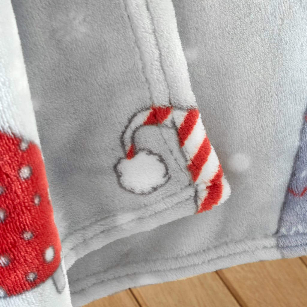 Catherine Lansfield Christmas Gnomes Grey Fleece Throw