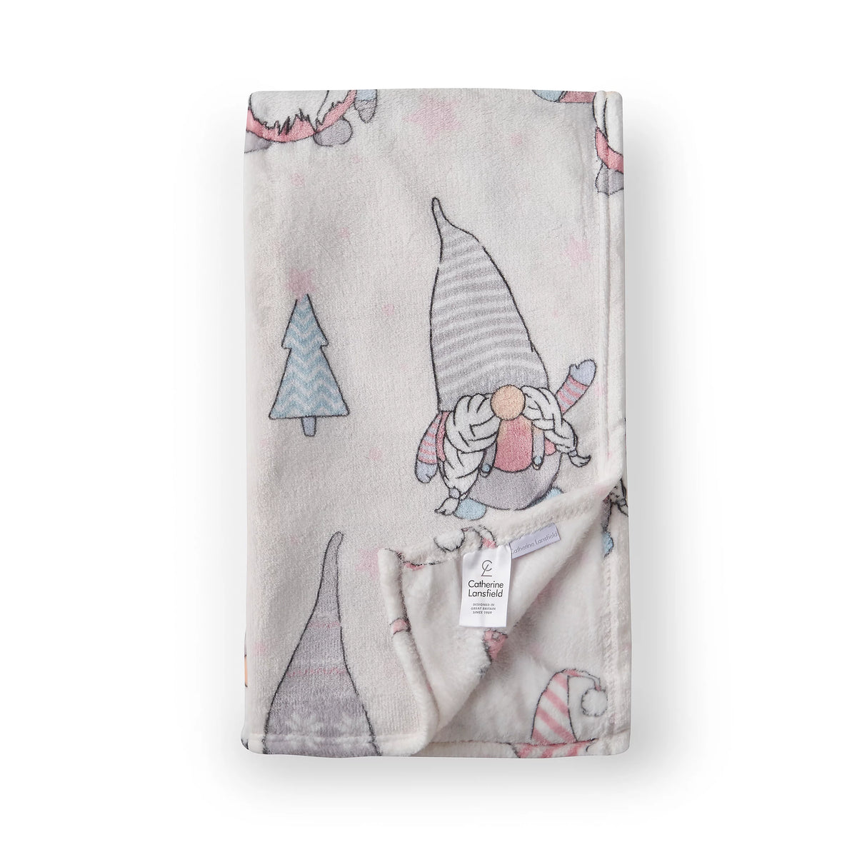 Catherine Lansfield Christmas Gnomes Pink Fleece Throw