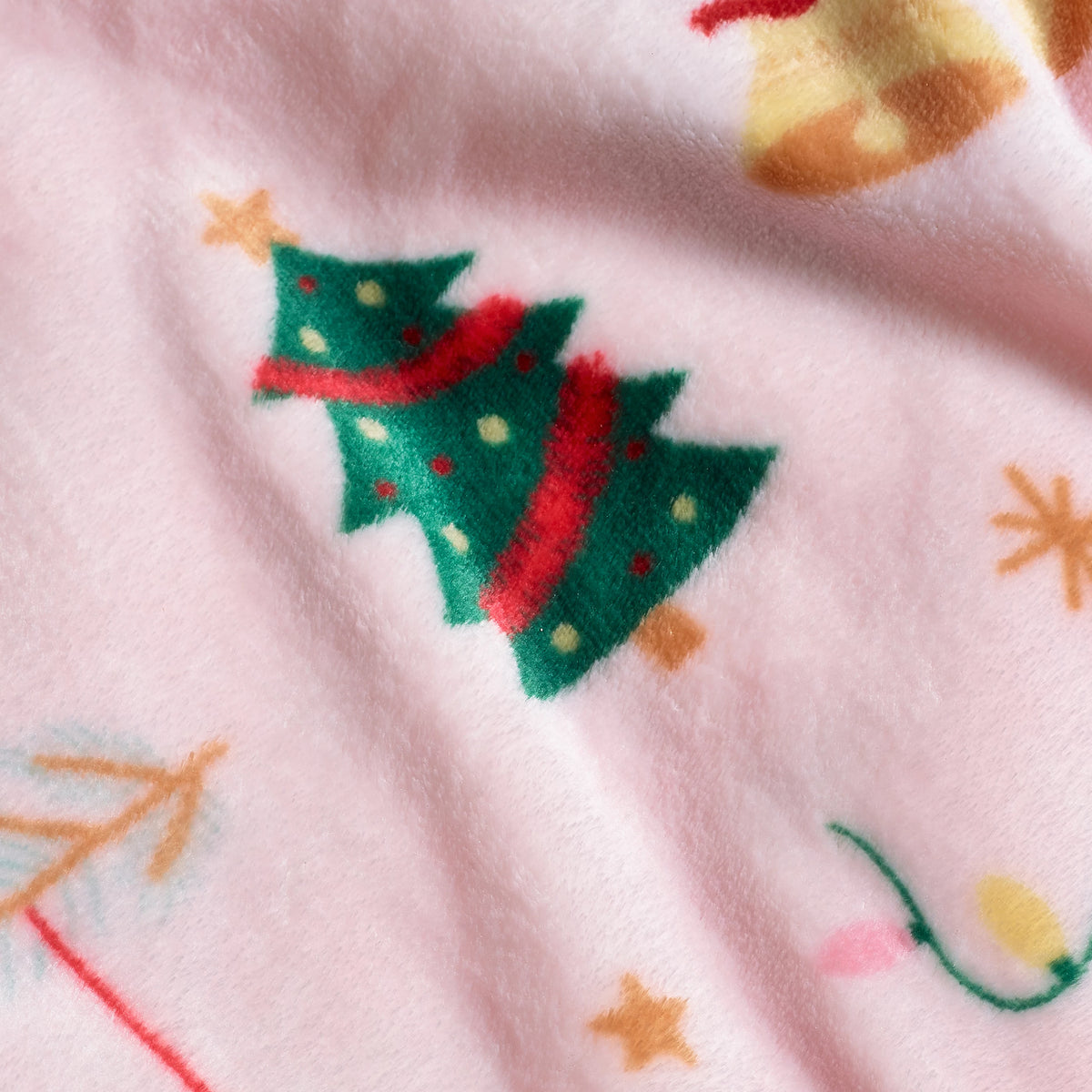 Catherine Lansfield Pink Christmas Happy Holidays Cosy Fleece Blanket Throw