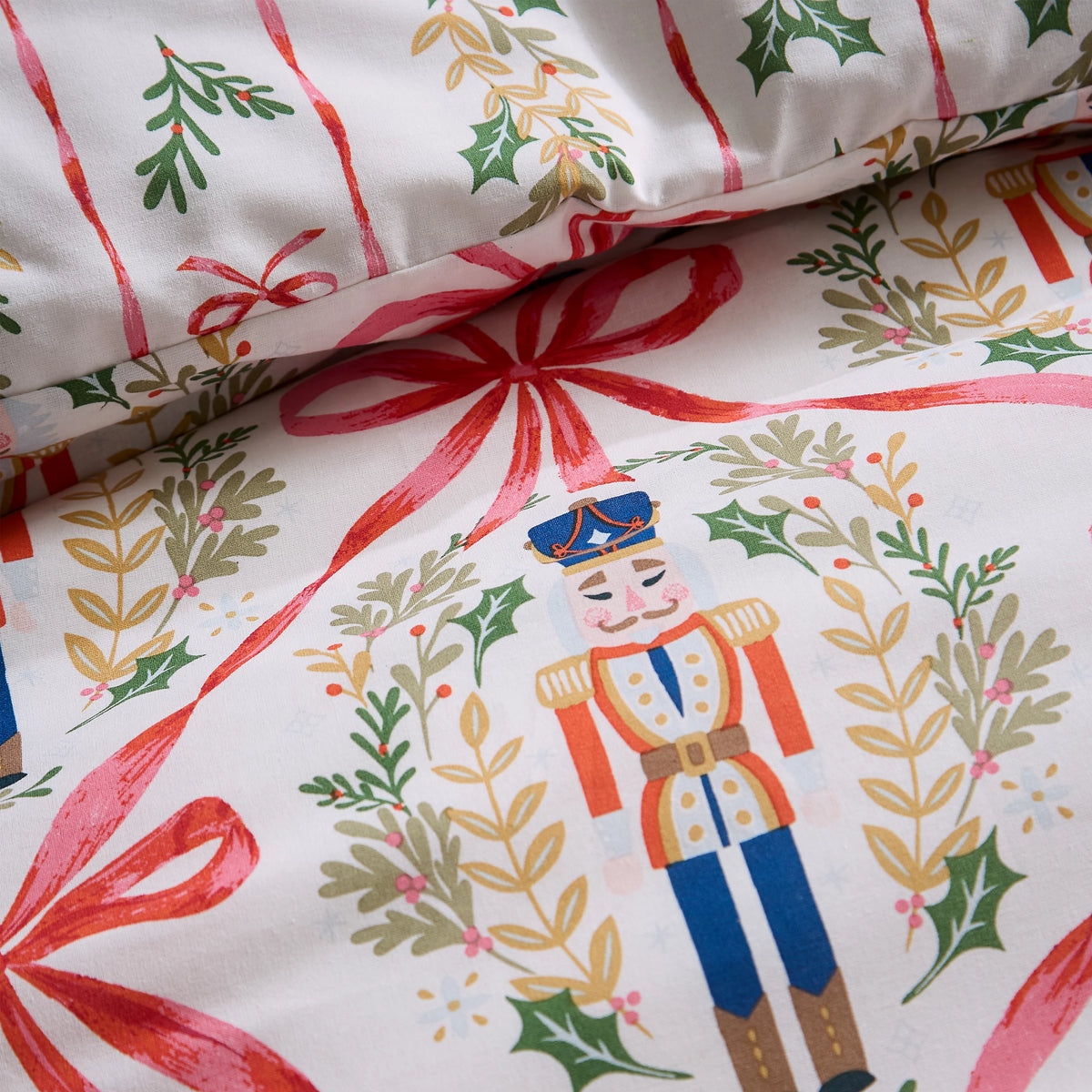 Catherine Lansfield Christmas Nutcracker Bows Duvet Cover Set