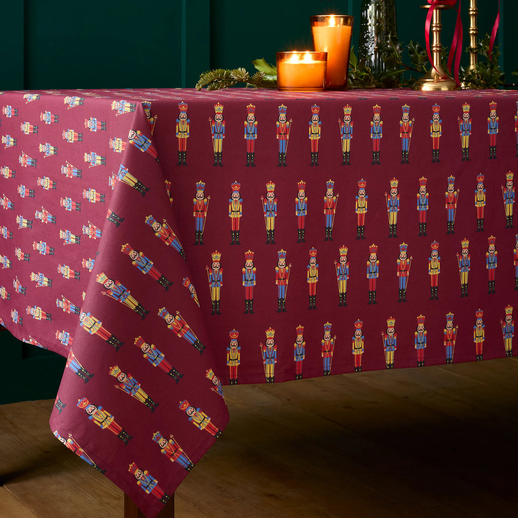 Catherine Lansfield Christmas Nutcracker Cotton Tablecloth in Plum