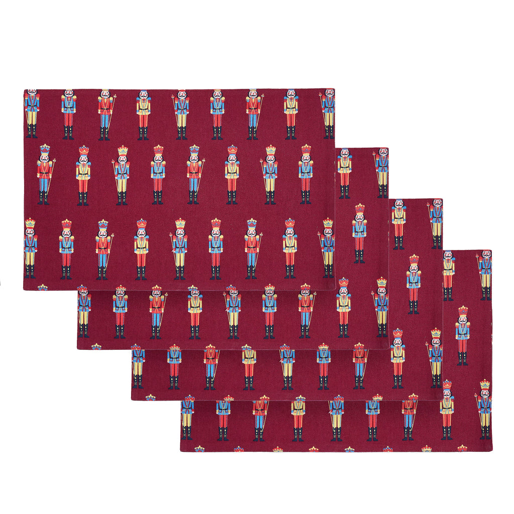 Catherine Lansfield Christmas Nutcracker Cotton Placemats 4 Pack in Plum