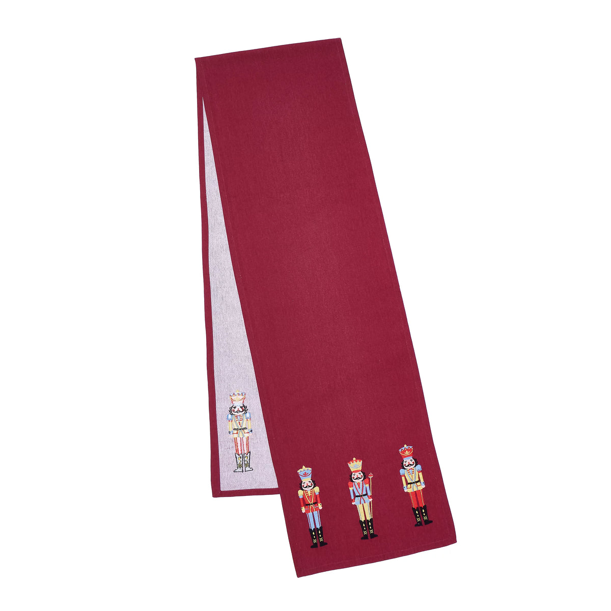 Catherine Lansfield Christmas Nutcracker Embroidered Cotton Table Runner in Plum