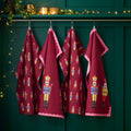Catherine Lansfield Christmas Nutcracker Cotton Tea Towels 4 Pack in Plum