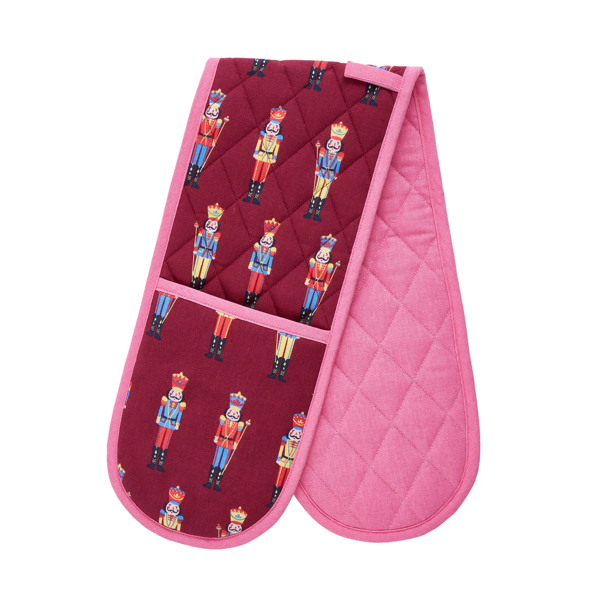 Catherine Lansfield Christmas Nutcracker Cotton Double Oven Glove in Plum