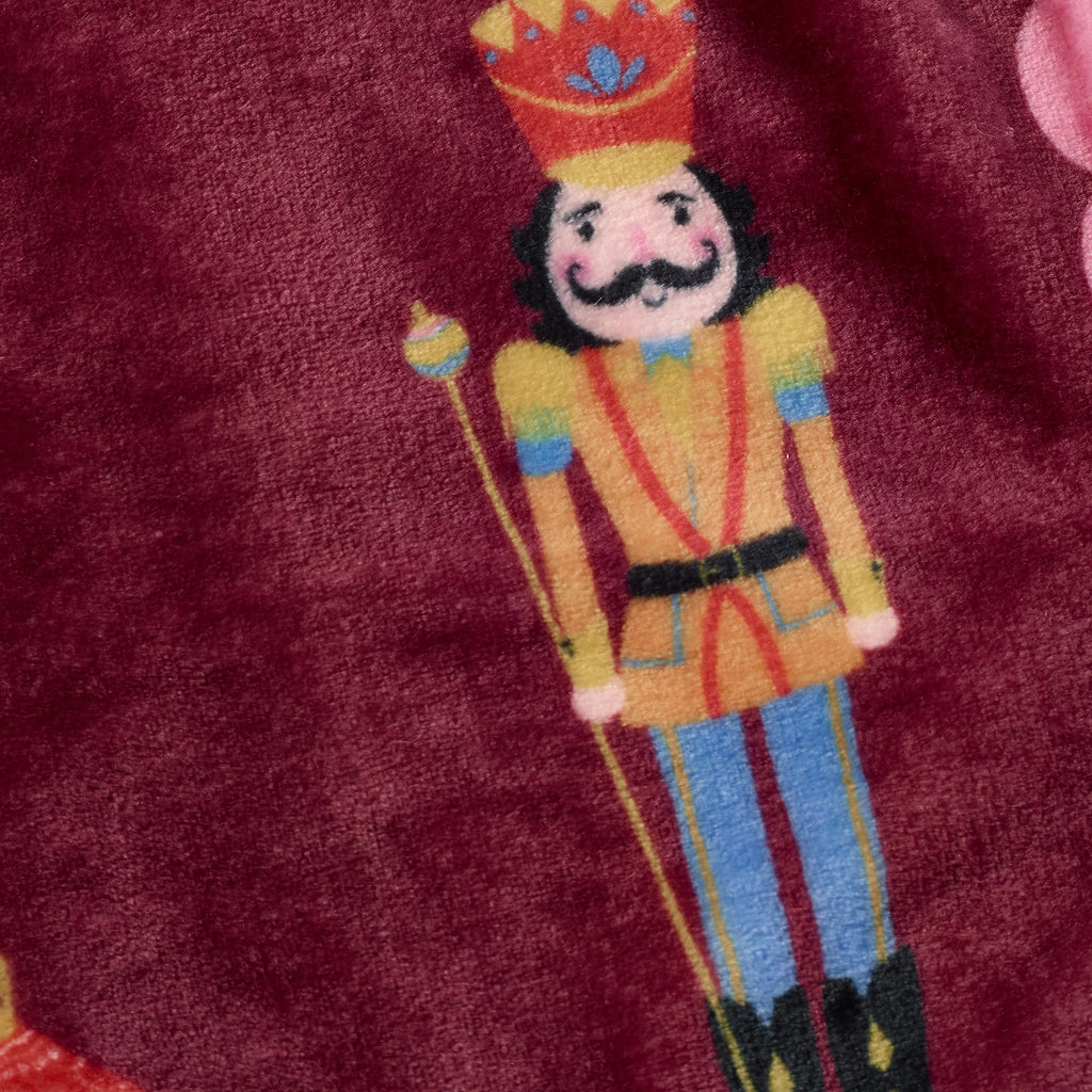 Catherine Lansfield Plum Teddy Christmas Nutcracker Cosy and Warm Fleece Throw