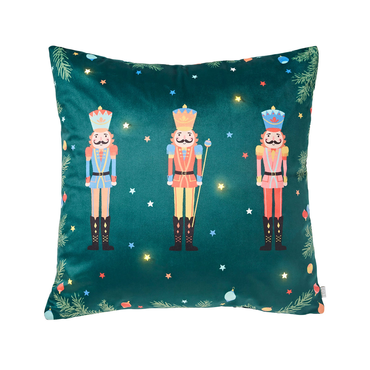 Catherine Lansfield Christmas Nutcracker Light Up Cushion Green 45x45cm