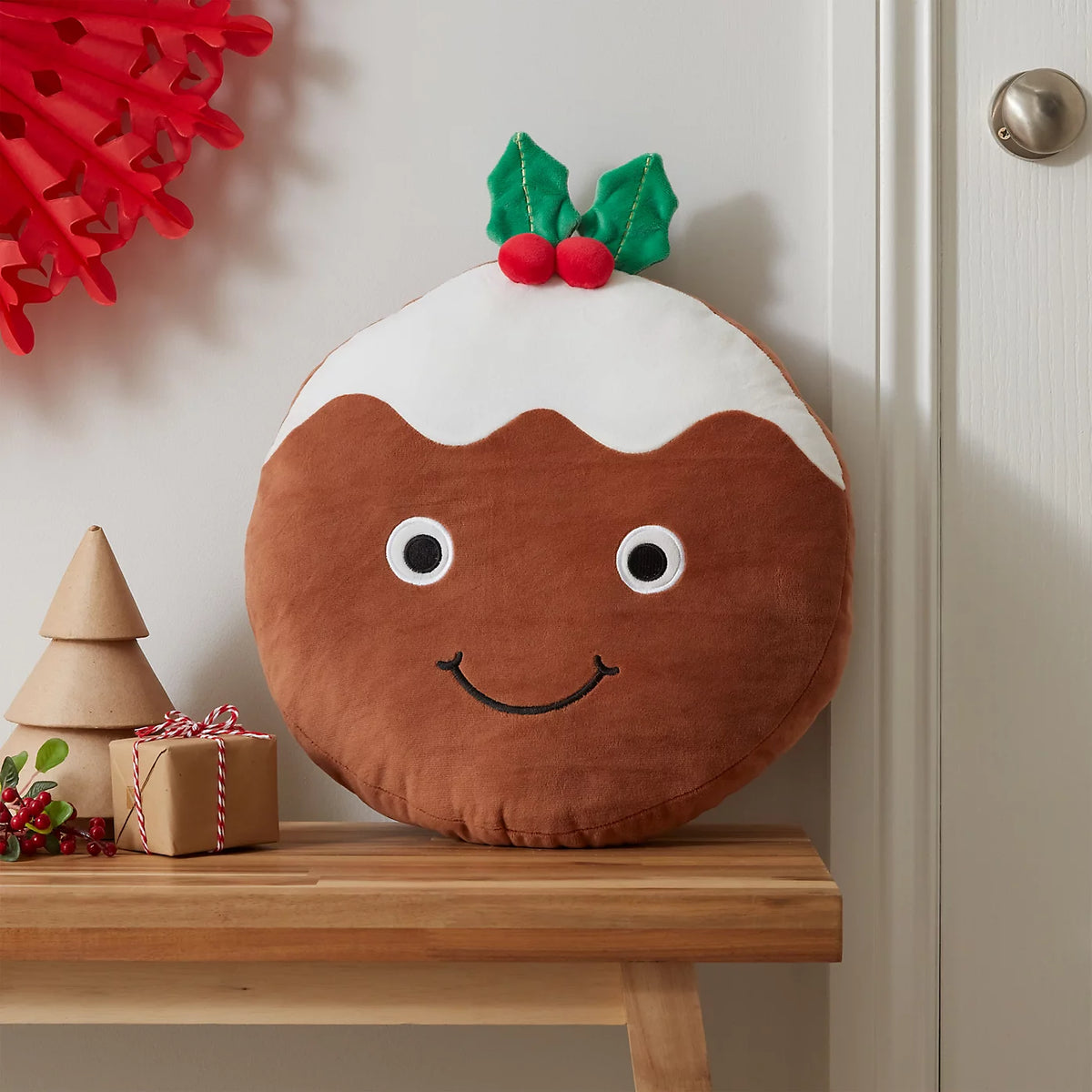 Catherine Lansfield Brown Christmas Pudding 3D Shaped Cushion