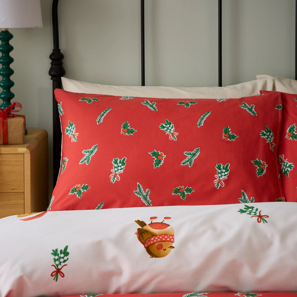 Catherine Lansfield Christmas Robins Duvet Cover Set