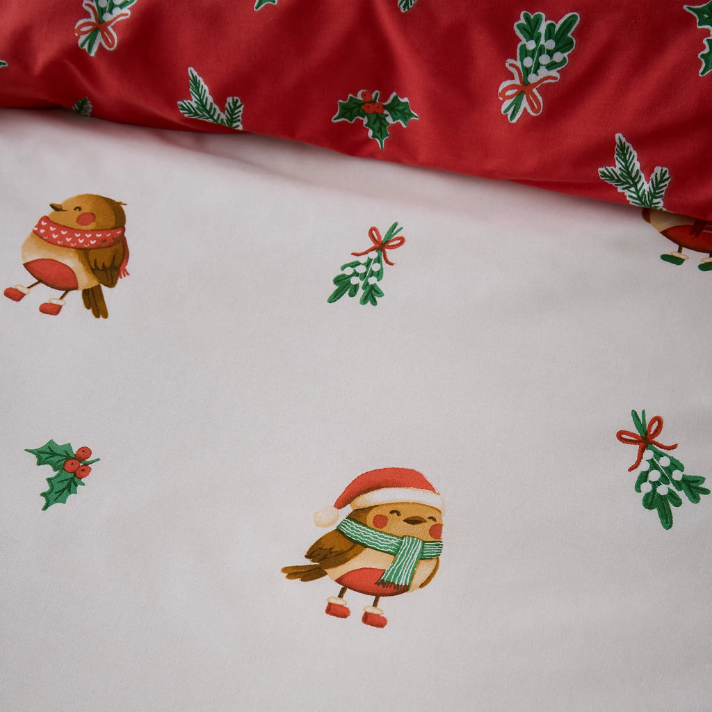 Catherine Lansfield Christmas Robins Duvet Cover Set