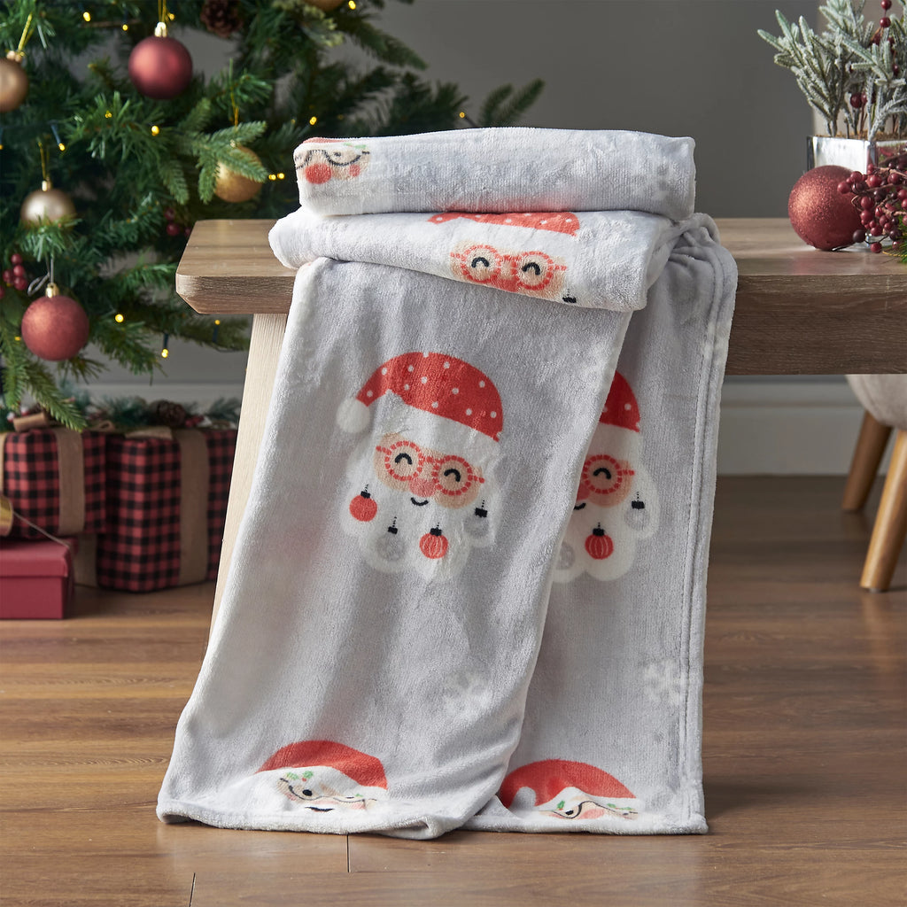 Catherine Lansfield Santa Spec-Tacular Grey Throw 130x170cm