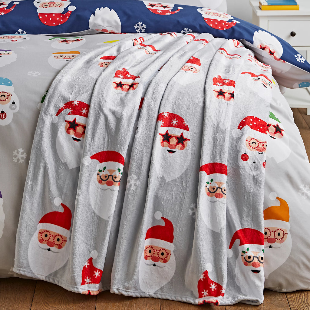 Catherine Lansfield Santa Spec-Tacular Grey Throw 130x170cm