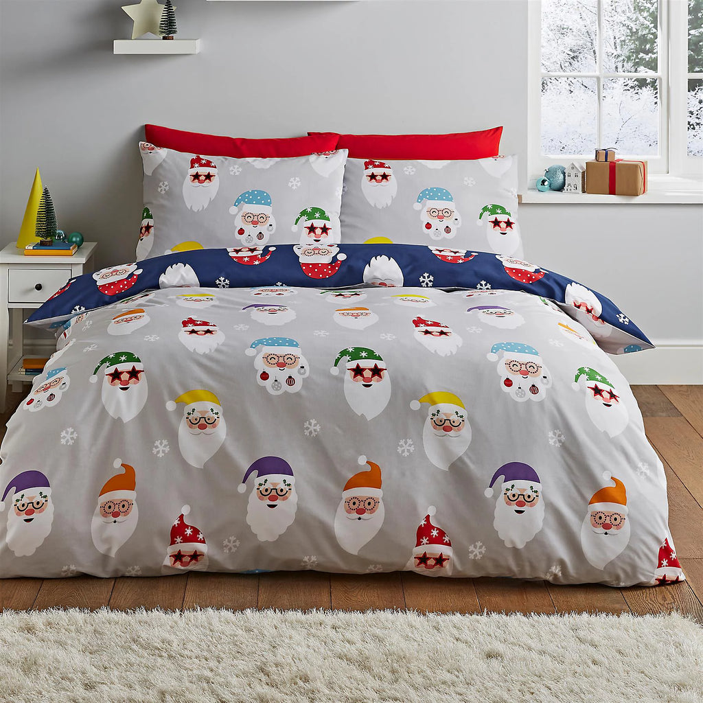 Catherine Lansfield Santa Spec-Tacular Grey Duvet Cover Set