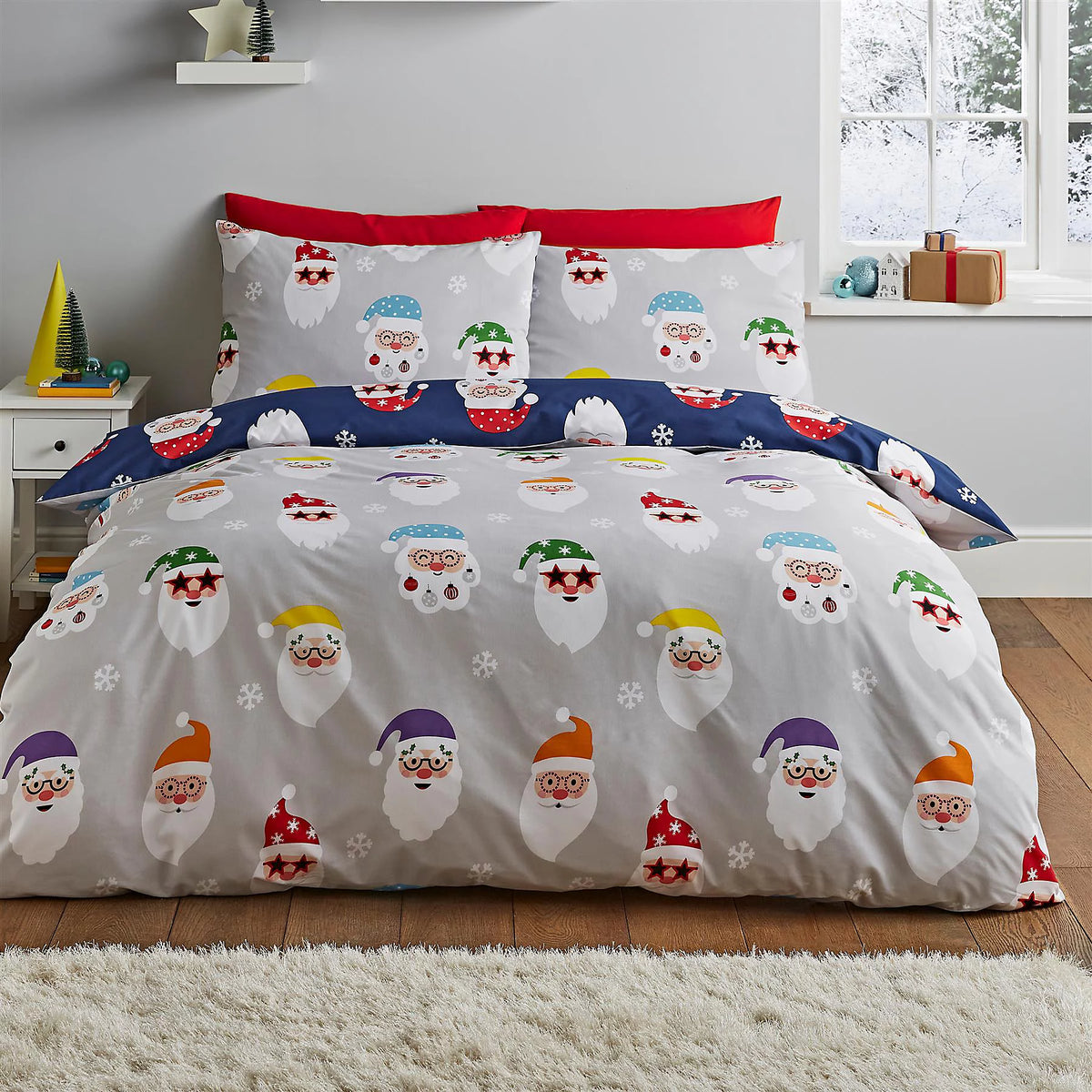 Catherine Lansfield Santa Spec-Tacular Grey Duvet Cover Set