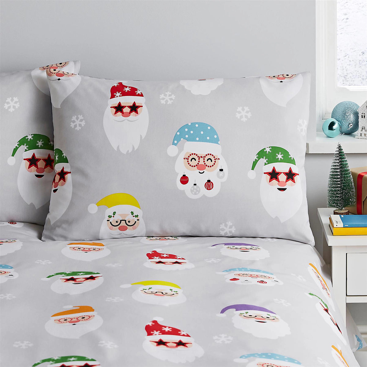 Catherine Lansfield Santa Spec-Tacular Grey Duvet Cover Set