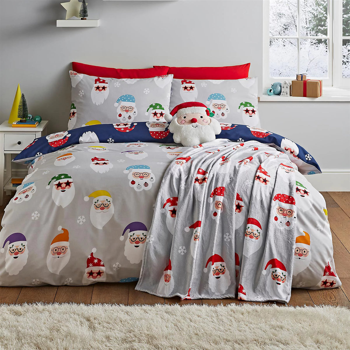 Catherine Lansfield Santa Spec-Tacular Grey Duvet Cover Set