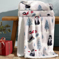 Catherine Lansfield Natural Christmas Sherpa Penguins Cosy Blanket Throw