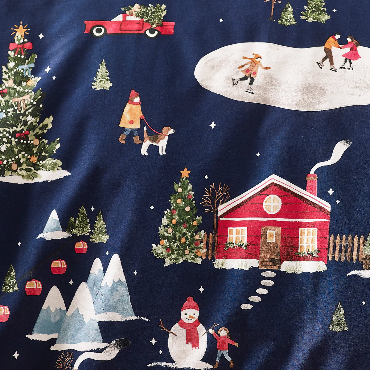Catherine Lansfield Christmas Ski Village Navy Blue Duvet Cover Set