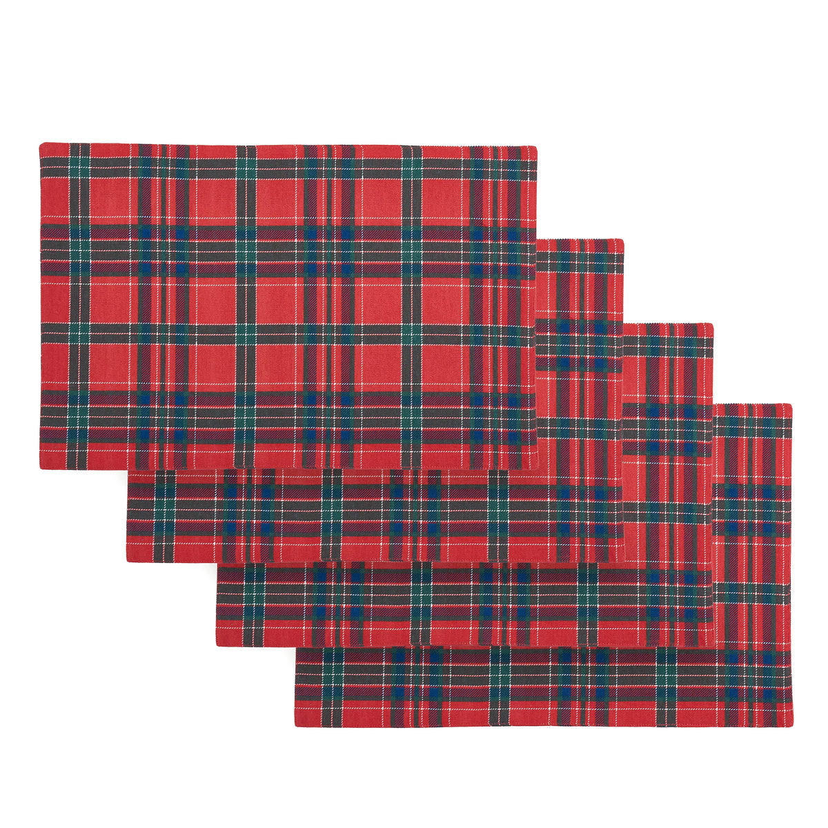 Catherine Lansfield Christmas Tartan Check Cotton Placemats 4 Pack in Red / Green