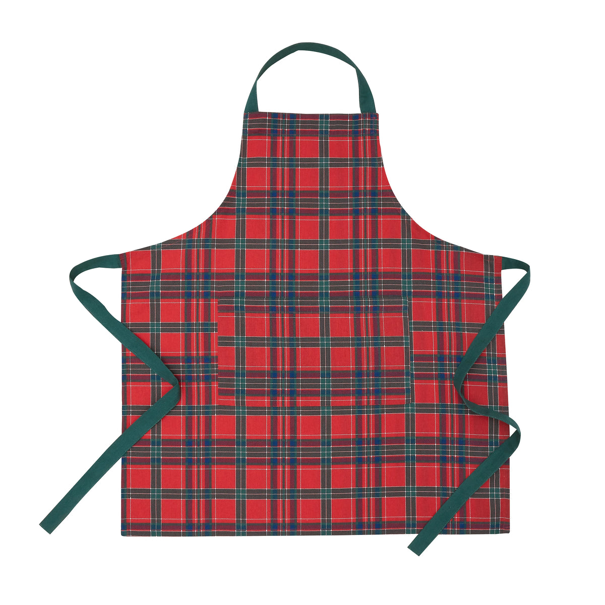 Catherine Lansfield Christmas Tartan Check Cotton Kitchen Apron in Red / Green
