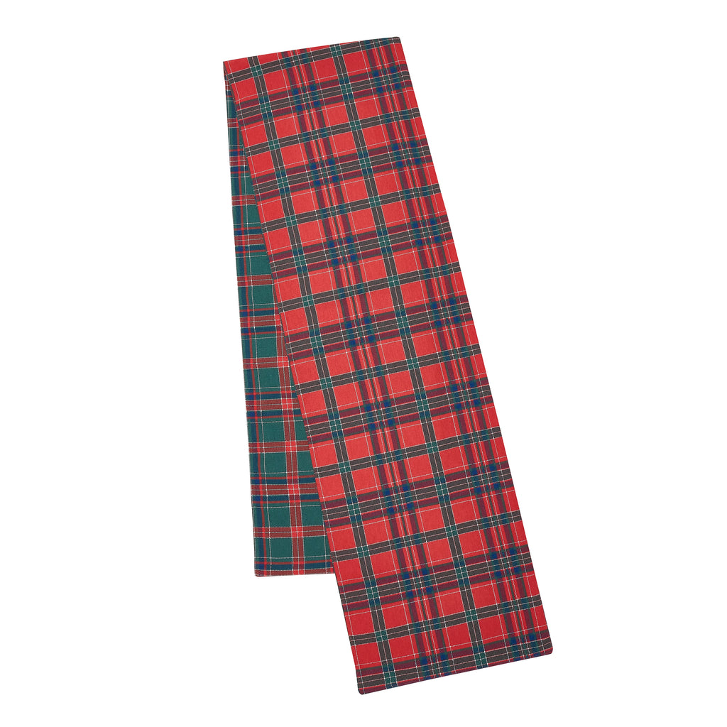 Catherine Lansfield Christmas Tartan Check Reversible Cotton Table Runner in Red / Green