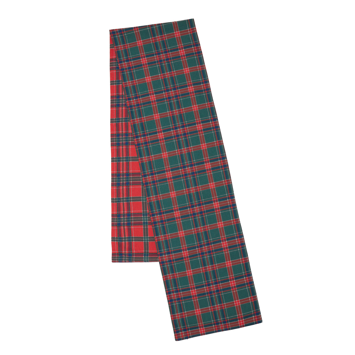Catherine Lansfield Christmas Tartan Check Reversible Cotton Table Runner in Red / Green