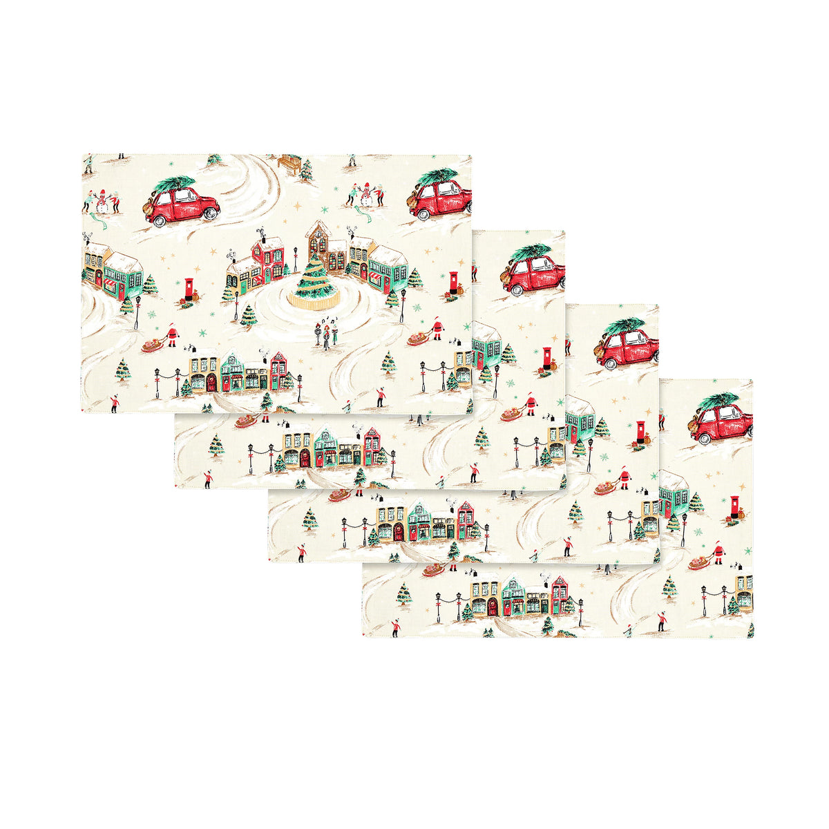Catherine Lansfield Christmas Town Cotton Placemats 4 Pack in Natural