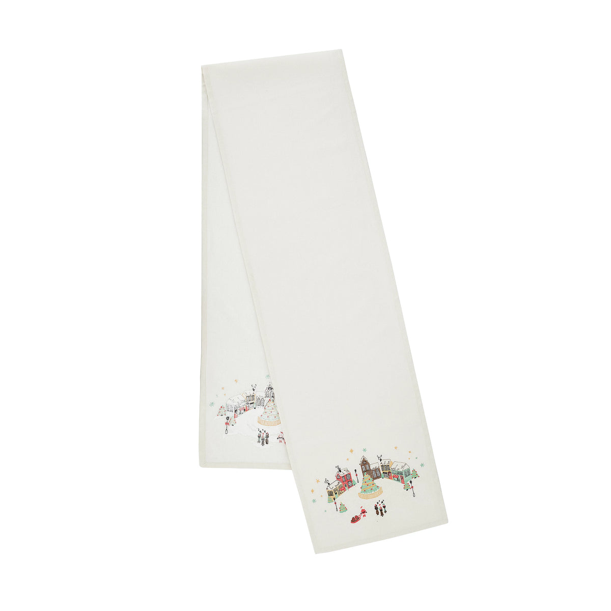Catherine Lansfield Christmas Town Cotton Table Runner in Natural 33 x 220cm