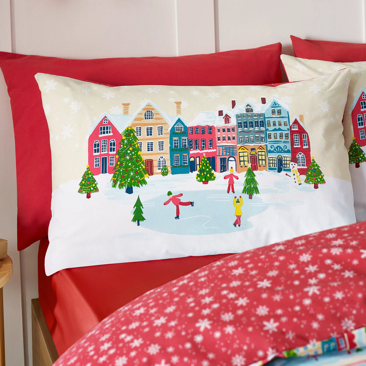 Catherine Lansfield Christmas Town Stamps Duvet Cover Set
