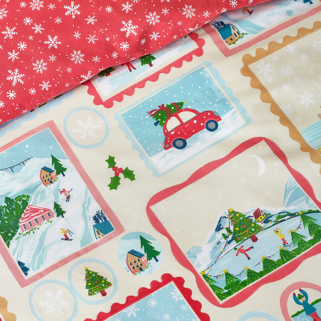 Catherine Lansfield Christmas Town Stamps Duvet Cover Set